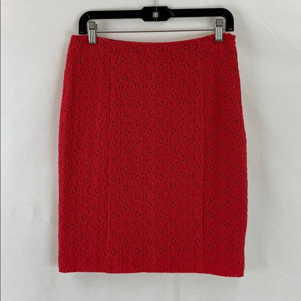 RARE FASHION STAR Red Lace Pencil Skirt Size 10 NWT